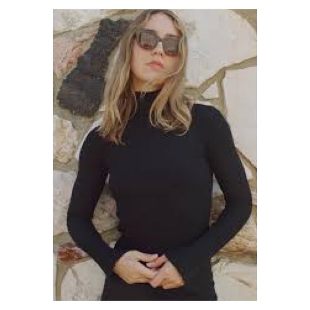 Eros‎ Sparkle Mock Neck Pullover Sweater Women's Size S Black Old Money